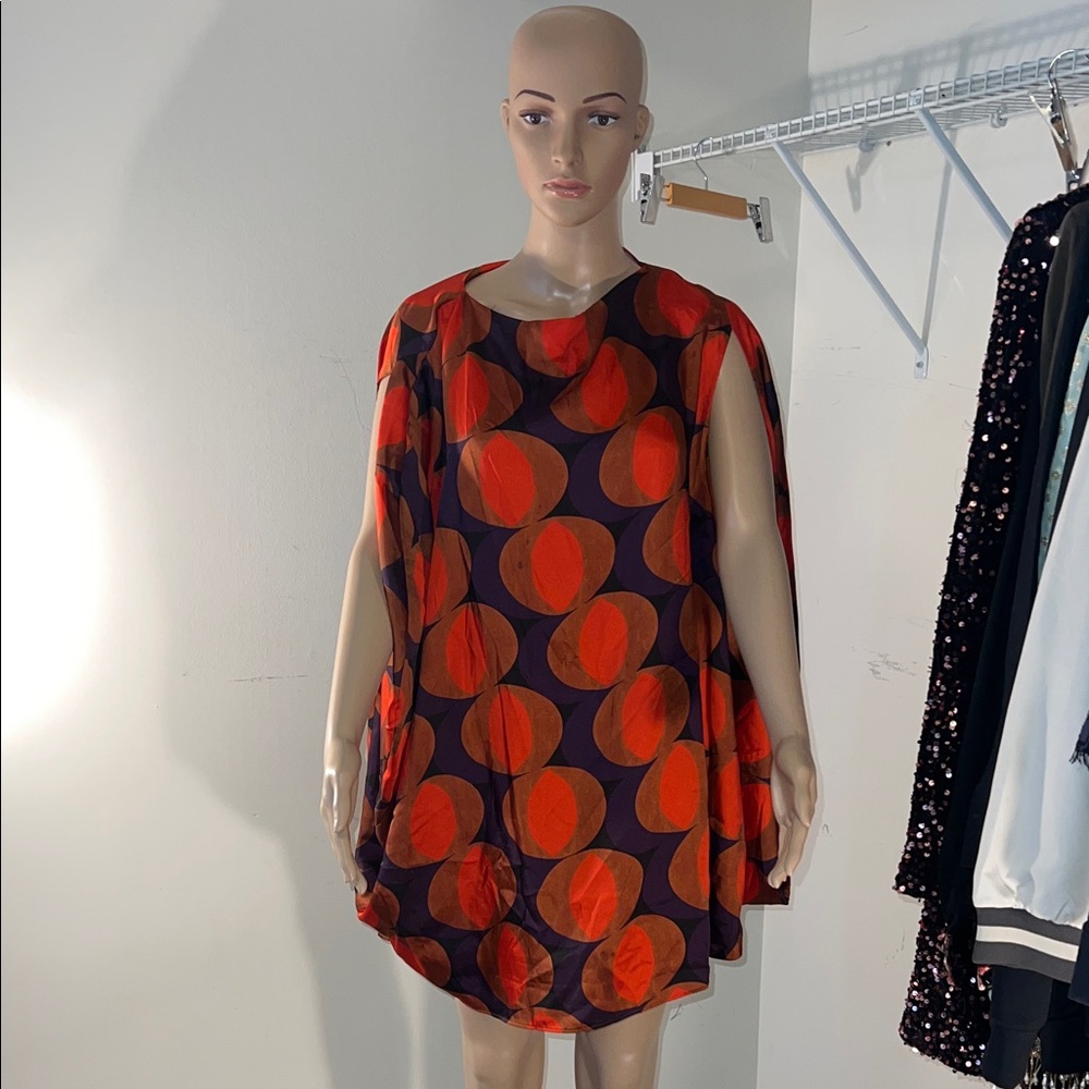 Zara Bold Red and Brown Circle Blouse